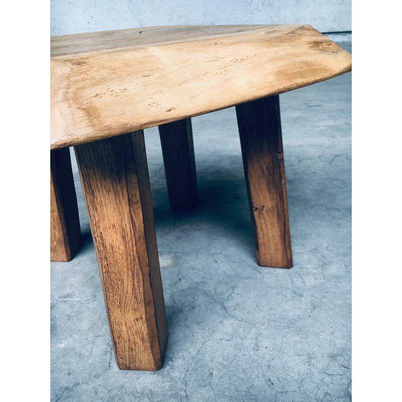Vintage solid light oak side table, Netherlands 1960