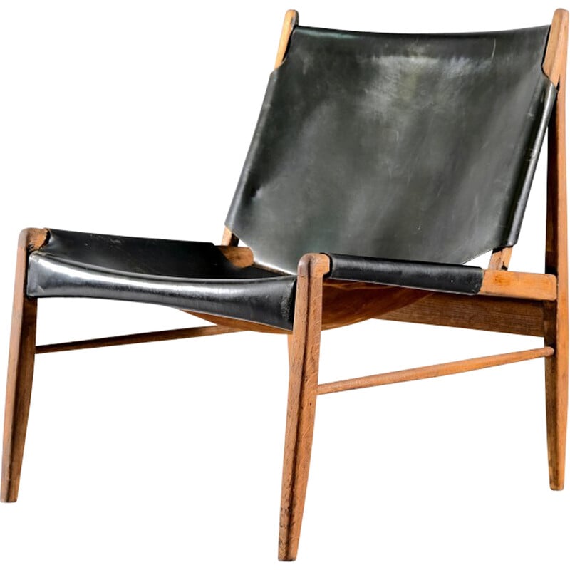 Fauteuil vintage en cuir par Franz Xaver Lutz pour WK Möbel, Allemagne 1958