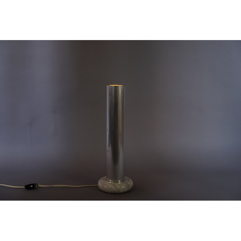 Vintage Morgana bedside lamp in aluminum and marble by Enrico Panzieri for Sormani, 1971