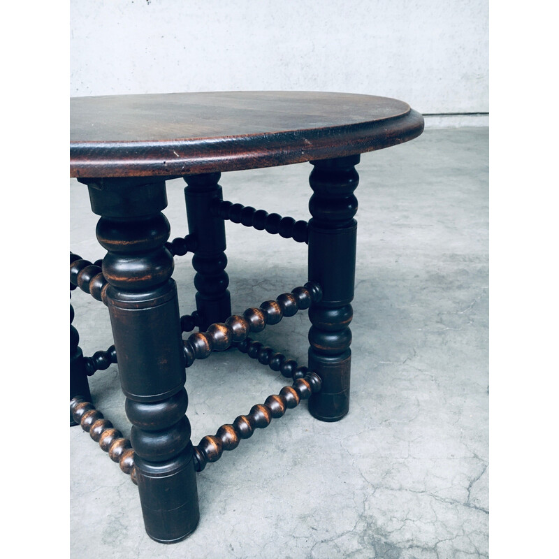 Vintage elm wood side table by Charles Dudouyt, France 1930