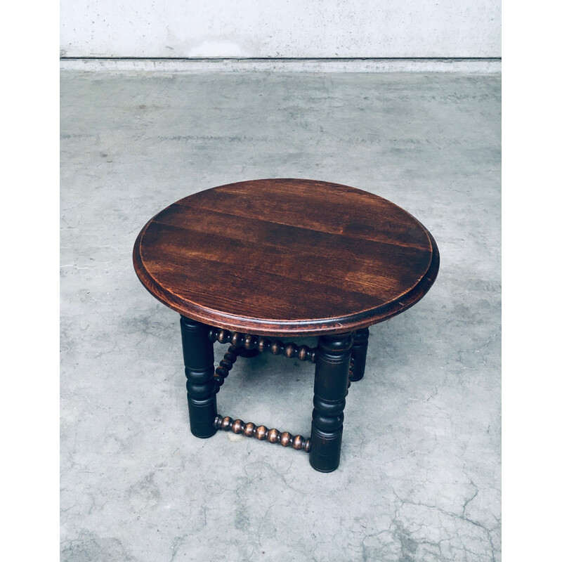 Vintage elm wood side table by Charles Dudouyt, France 1930