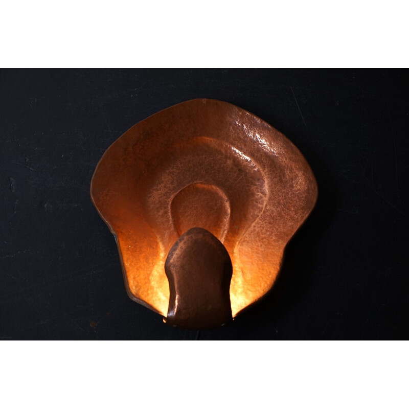 Vintage anthroposophic copper wall lamp, Germany 1969