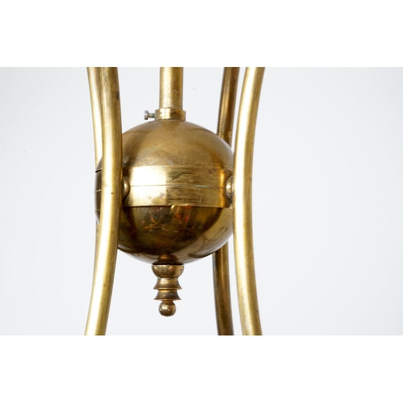 Vintage Sputnik brass chandelier, Italy 1950