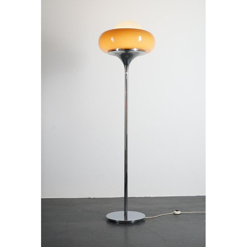Vintage floor lamp in glass and plastic shade by Hervey Guzzini, 1970