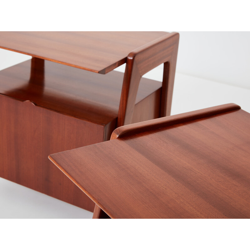 Pair of vintage mahogany bedside tables by Silvio Cavatorta, Italy 1950