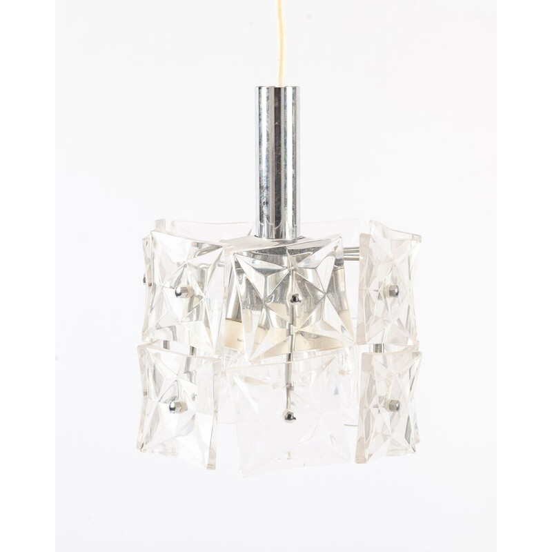 Vintage pendant lamp in crystal glass and metal, Germany 1960