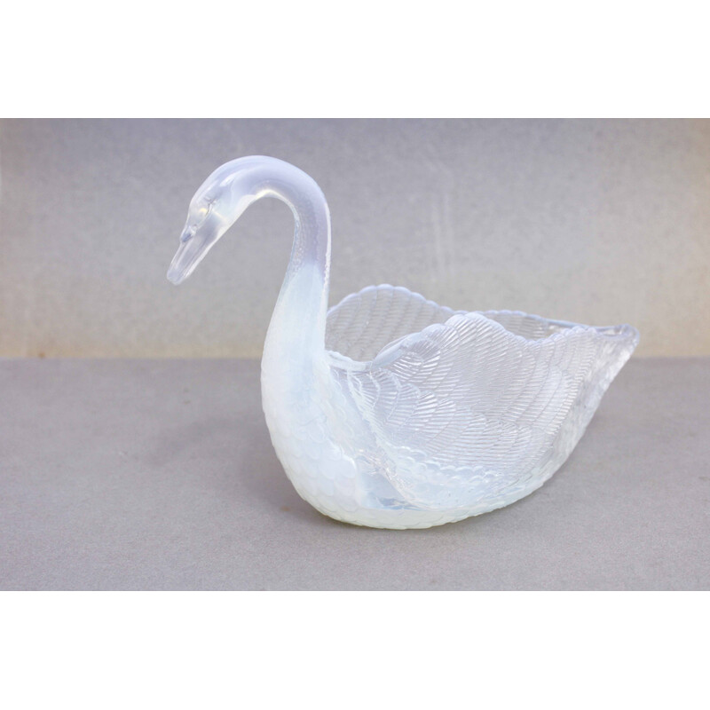 Vintage "swan" pocket tin in ouraline glass for Burtles and Tate, 1900