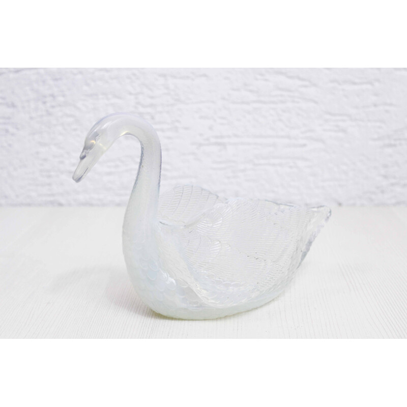 Vintage "swan" pocket tin in ouraline glass for Burtles and Tate, 1900
