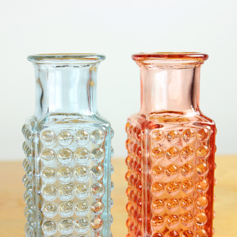 Pair of vintage glass vases by Vaclav Hanuš for Glass Union Desna, Czechoslovakia 1978