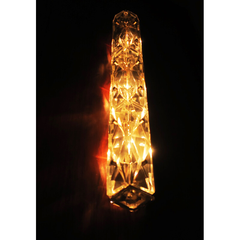Vintage Kinkeldey wall lamp in crystal and metal with 3 lights