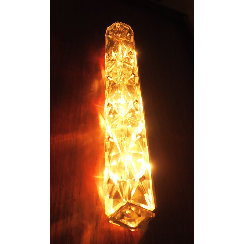 Vintage Kinkeldey wall lamp in crystal and metal with 3 lights