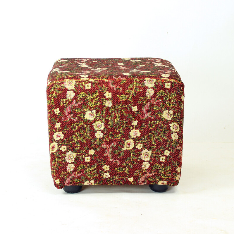 Vintage cubic fabric stool, Czechoslovakia 1960