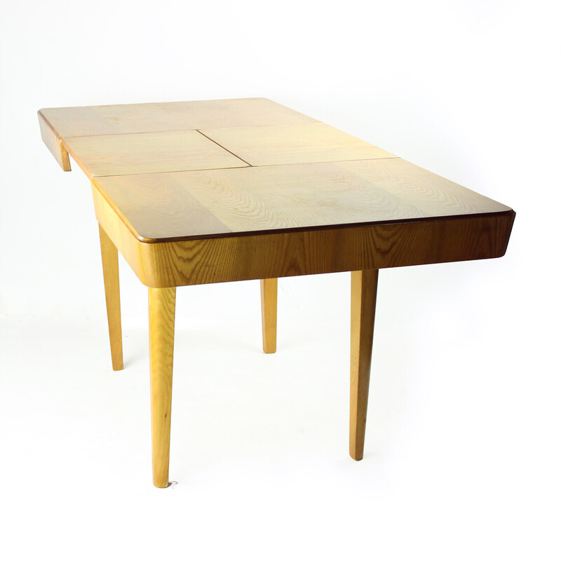 Table à repas vintage extensible en bois de frêne pour Mier, Tchécoslovaquie 1960