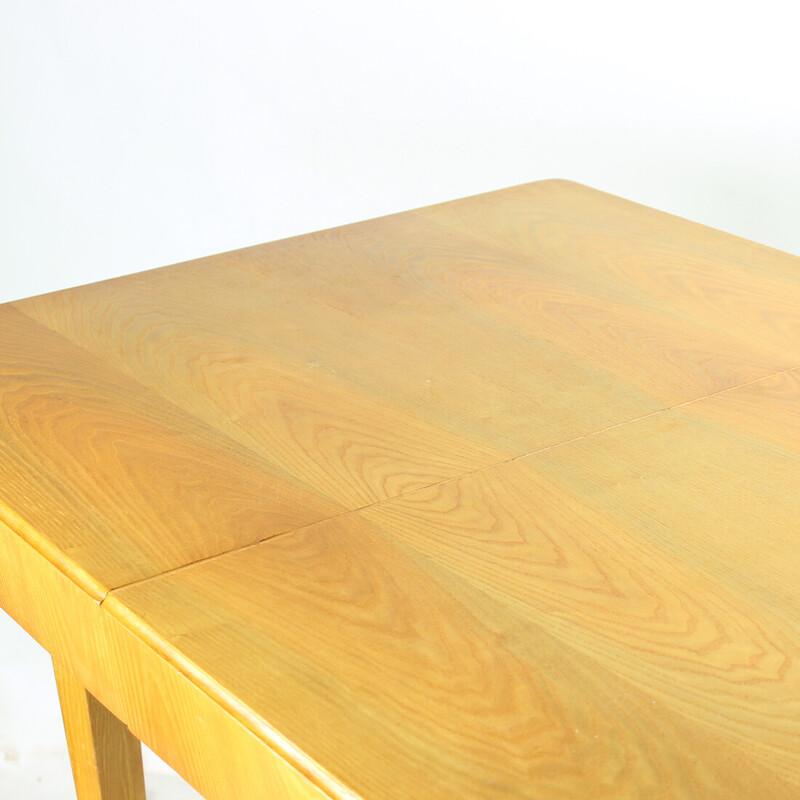 Table à repas vintage extensible en bois de frêne pour Mier, Tchécoslovaquie 1960