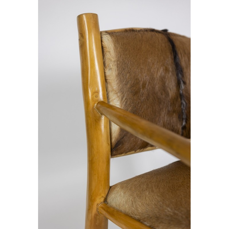 Vintage elm and goatskin armchair, 1970