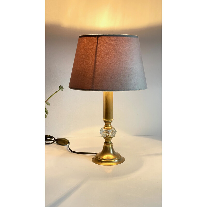 Vintage lamp in gilded metal and crystal