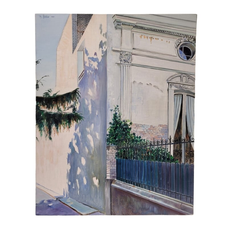 Pair of vintage paintings “La casa de la Puerta Azul”