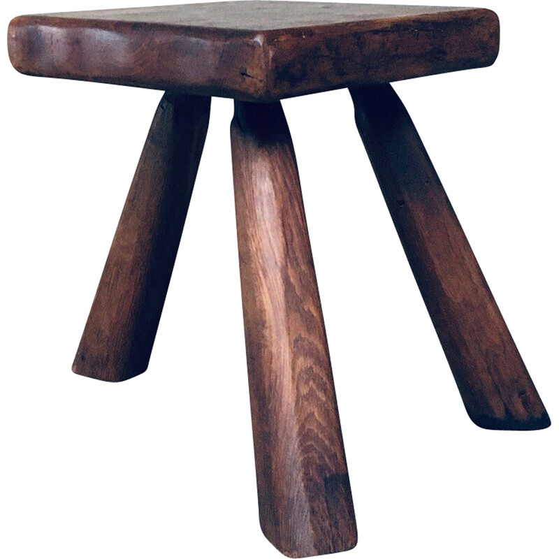 Table d'appoint vintage en chêne massif, Belgique 1950