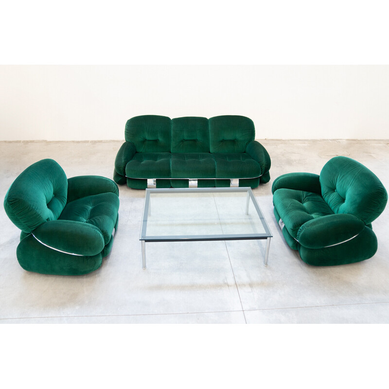 Vintage Okay living room set in chrome steel by Adriano Piazzesi for for 3D, 1970