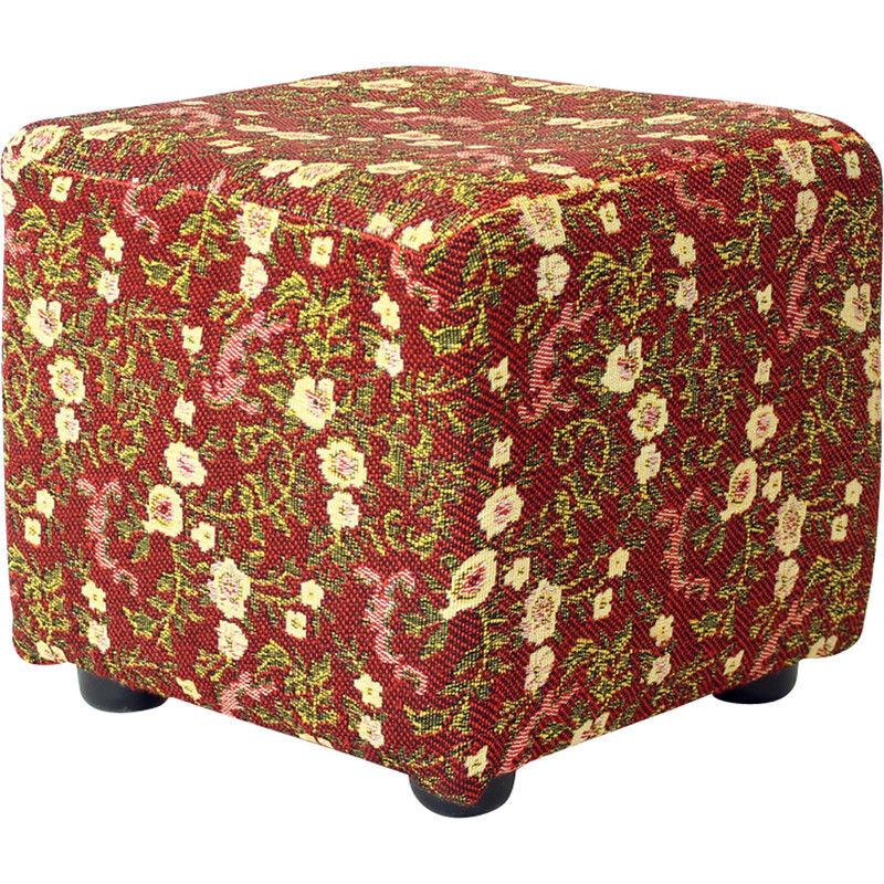 Vintage cubic fabric stool, Czechoslovakia 1960