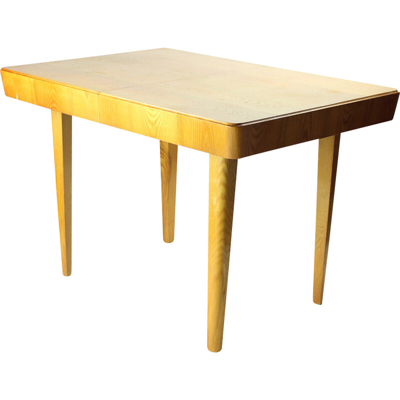 Table à repas vintage extensible en bois de frêne pour Mier, Tchécoslovaquie 1960