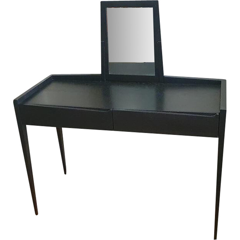 Vintage black ash dressing table with drawers, 1980