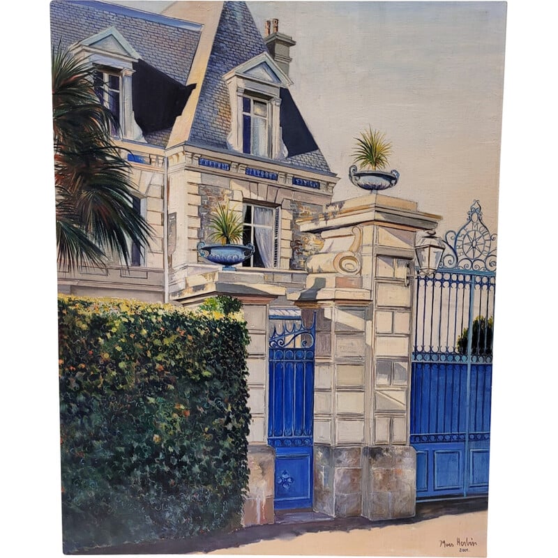 Pair of vintage paintings “La casa de la Puerta Azul”