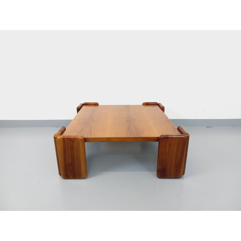 Vintage square coffee table in walnut wood by Mario Marenco for Mobilgirgi, Italy 1970
