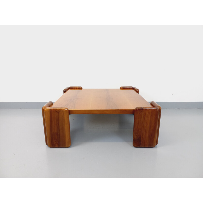 Vintage square coffee table in walnut wood by Mario Marenco for Mobilgirgi, Italy 1970