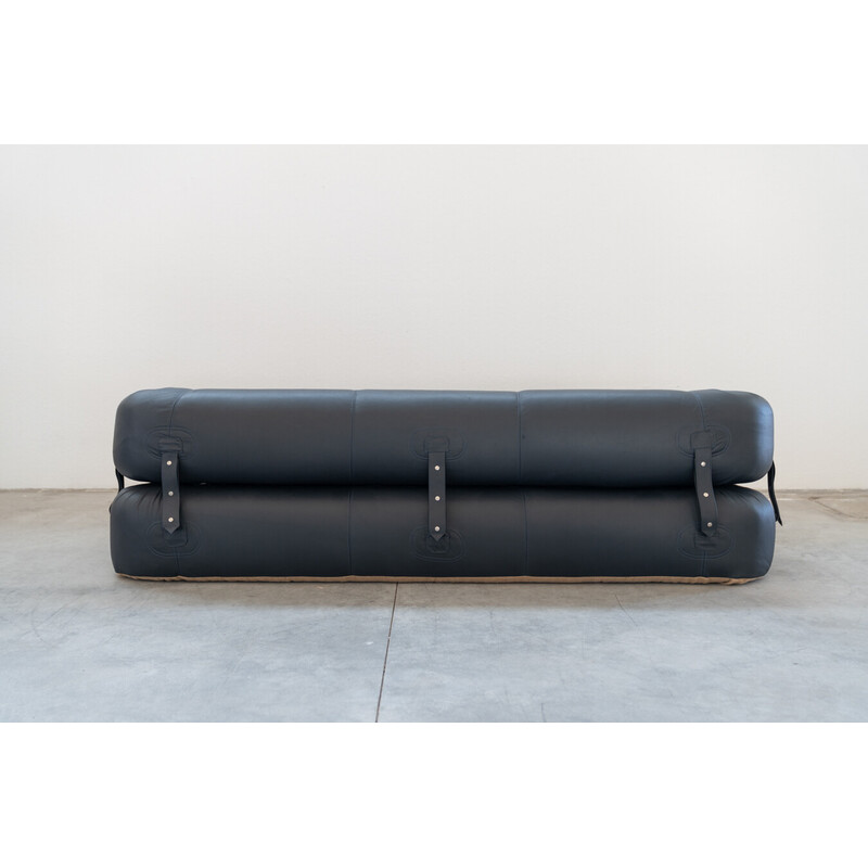 Vintage Anfibio sofa bed in cowhide and iron by Alessandro Becchi for Giovannetti Collezioni, 1970