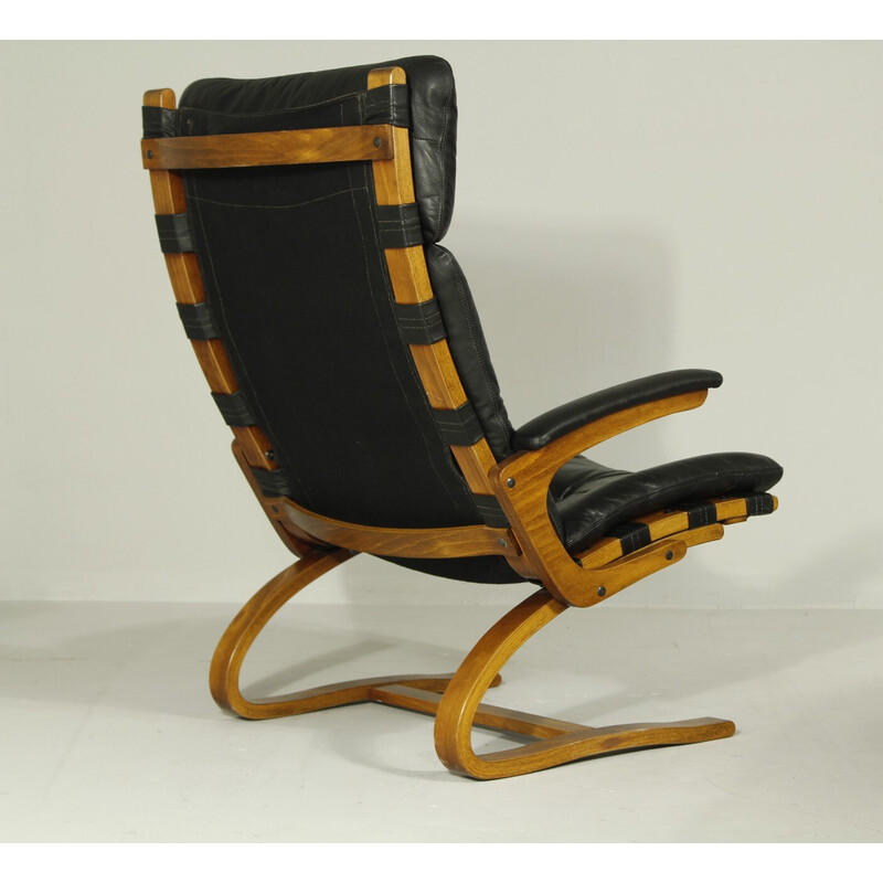 Vintage Siesta leather armchair by Ingmar Relling for Westnofa, 1960