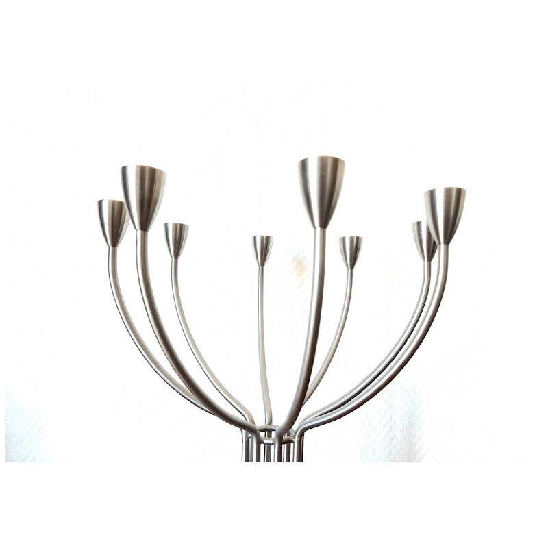 Vintage 8-arm brushed steel candlestick by Hagberg for Ikea, 1990