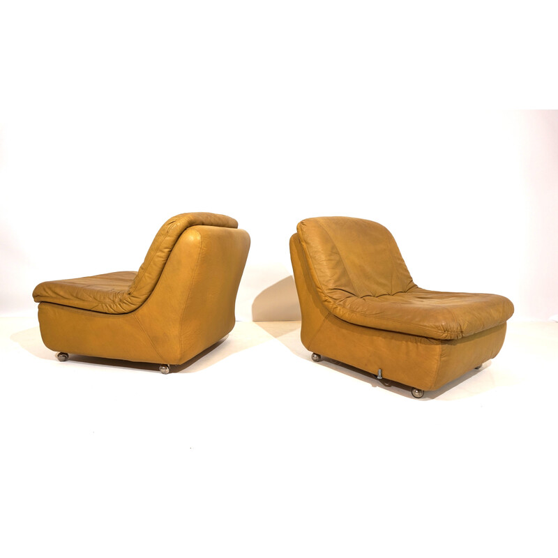 Vintage 2-seater modular leather sofa for Dreipunkt, 1970