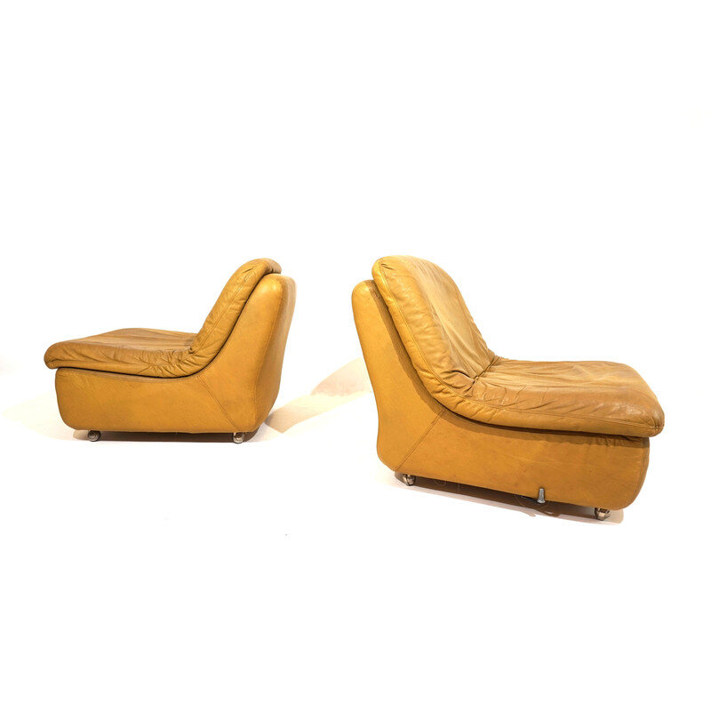 Vintage 2-seater modular leather sofa for Dreipunkt, 1970