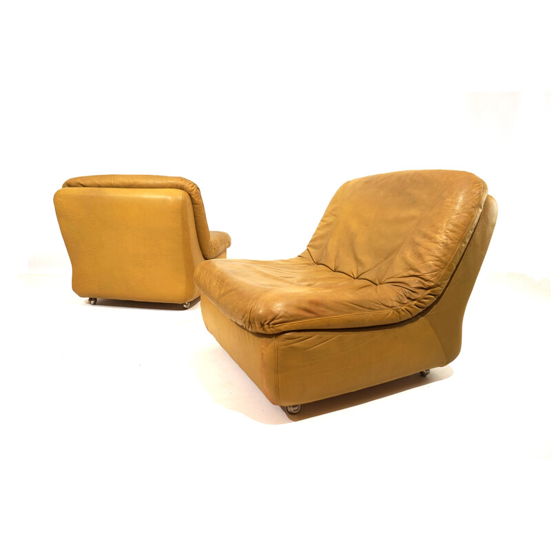 Vintage 2-seater modular leather sofa for Dreipunkt, 1970