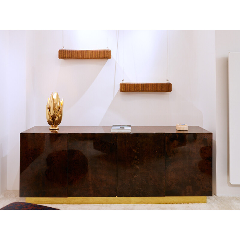 Pair of vintage elm and brass planters by Paolo Buffa, Italy 1940
