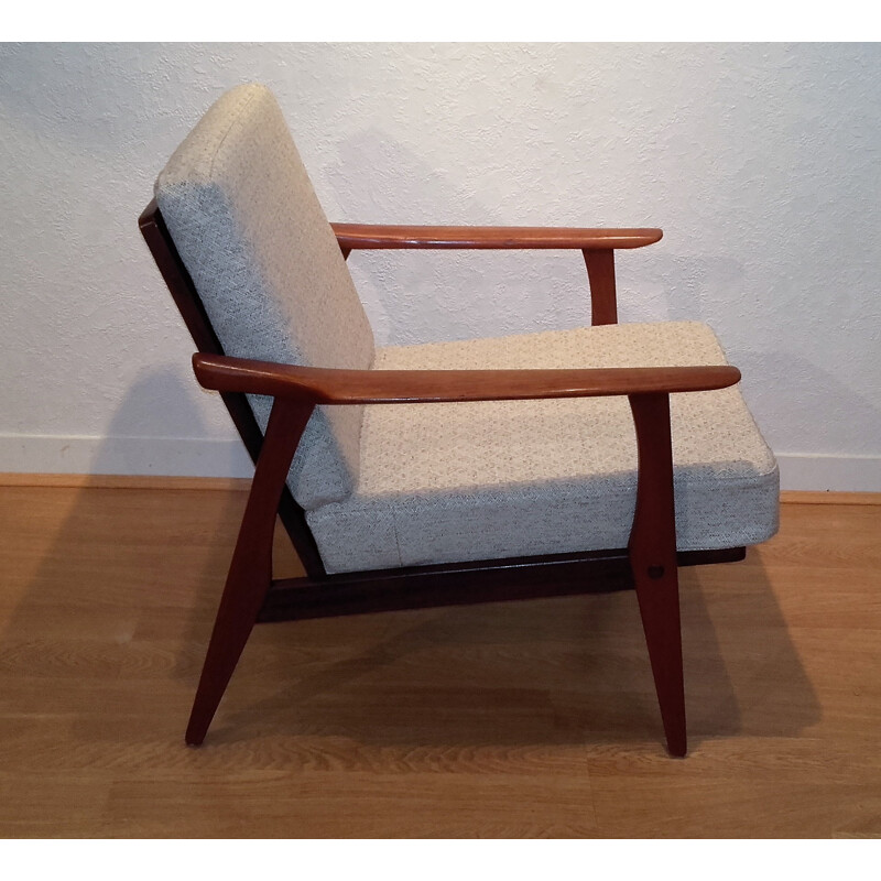 Paire de fauteuils scandinaves beiges en teck - 1960