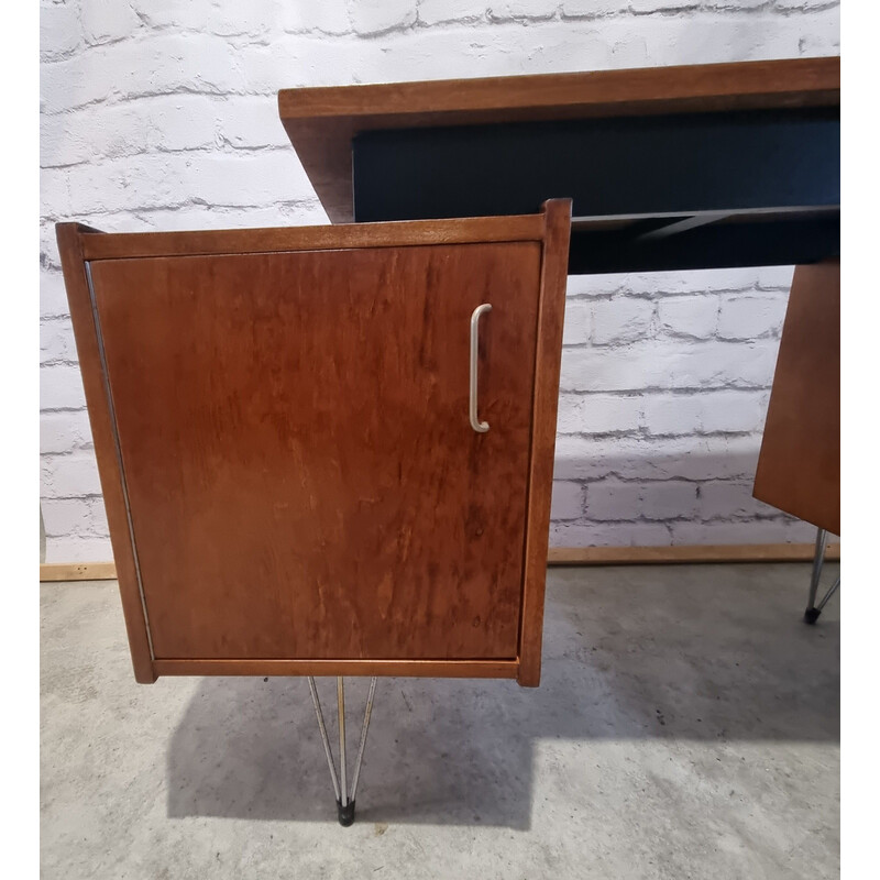 Vintage desk with 2 cabinets on metal legs by Cees Braakman for Pastoe, 1960