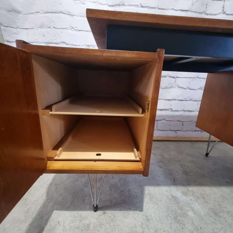 Vintage desk with 2 cabinets on metal legs by Cees Braakman for Pastoe, 1960