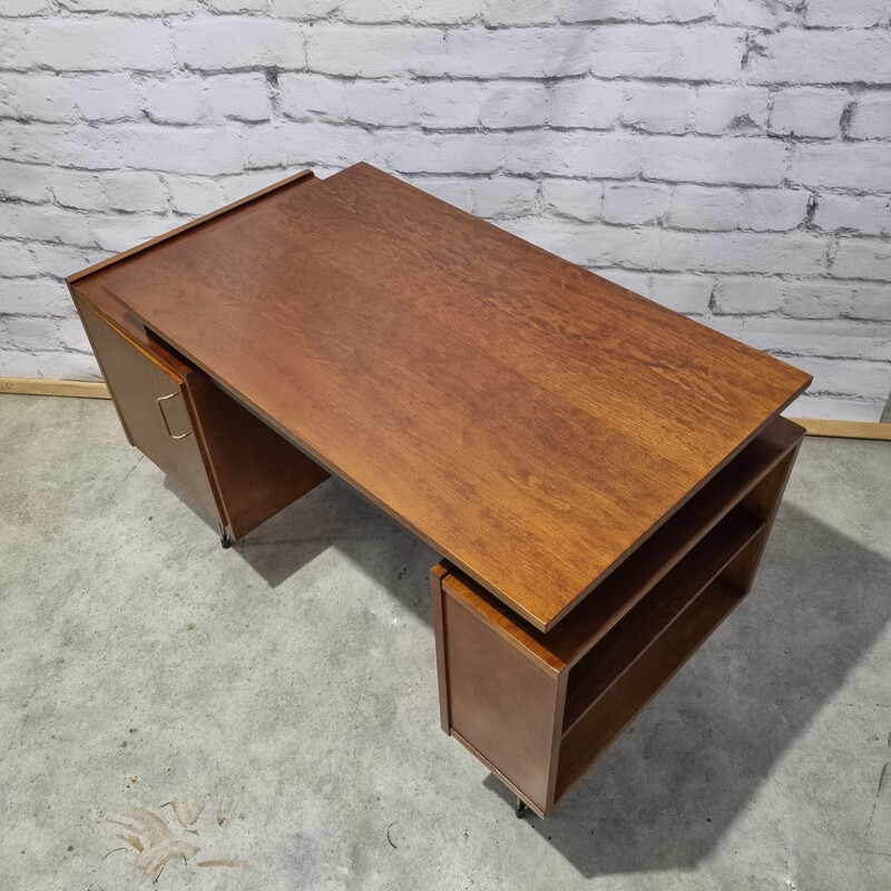 Vintage desk with 2 cabinets on metal legs by Cees Braakman for Pastoe, 1960