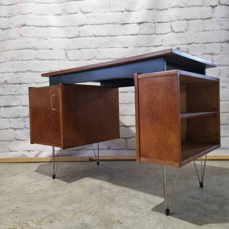 Vintage desk with 2 cabinets on metal legs by Cees Braakman for Pastoe, 1960