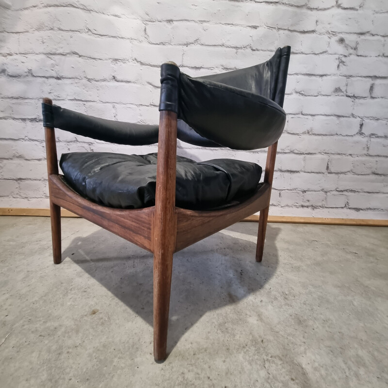 Paire de fauteuils vintage en palissandre et cuir avec ottoman par Kristian Vedel "Modus" pour Willadsen Møbelfabrik, 1960