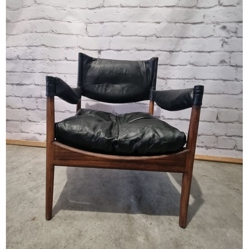 Paar Vintage-Sessel aus Rosenholz und Leder mit Ottomane von Kristian Vedel "Modus" für Willadsen Møbelfabrik, 1960