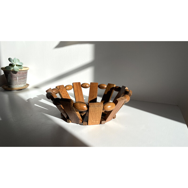 Vintage turned wooden table basket