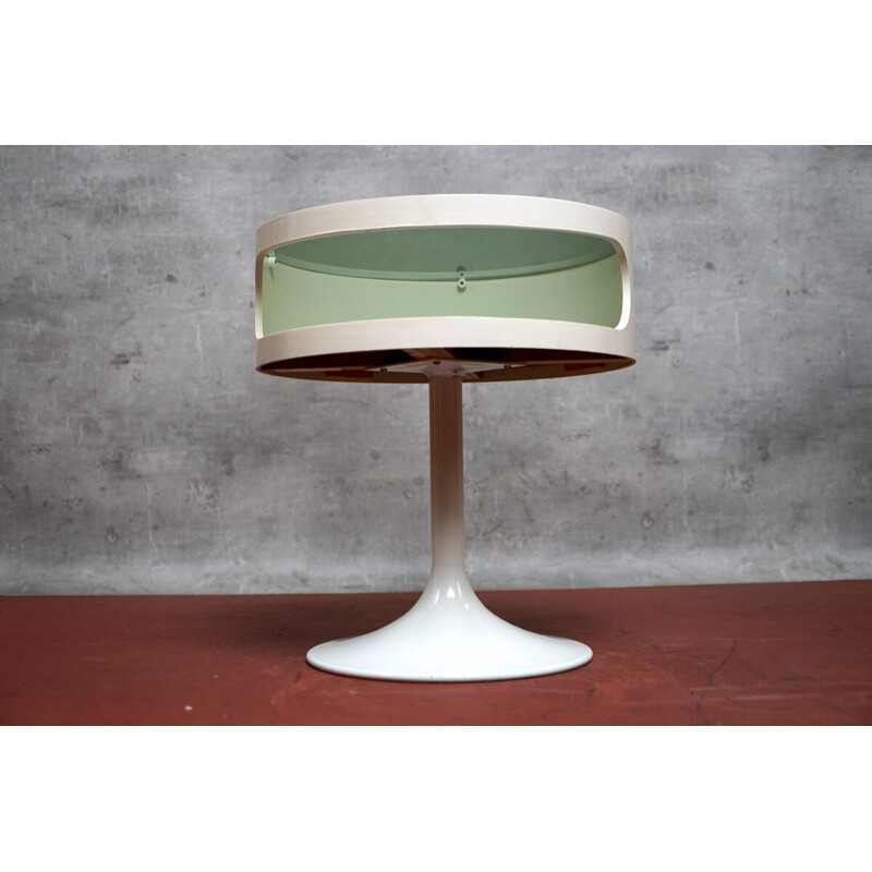 Vintage White Pop glass and metal serving bar by Opal Möbel for Opal Furniture, Germany 1970