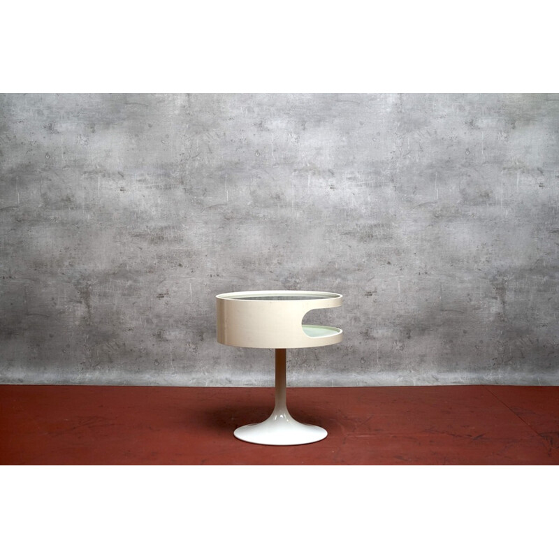 Vintage White Pop glass and metal serving bar by Opal Möbel for Opal Furniture, Germany 1970