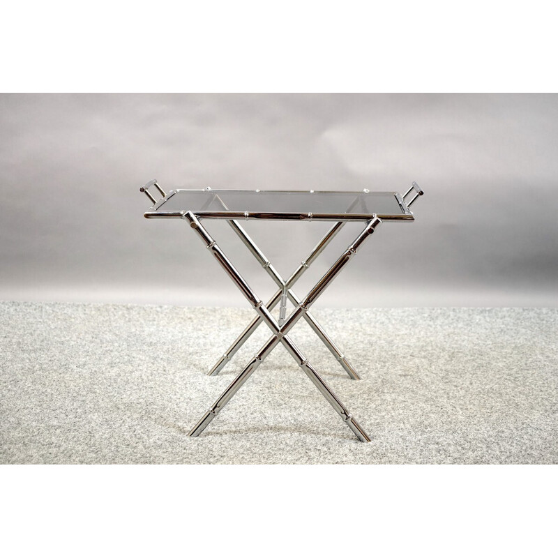 Vintage metal and glass coffee table, Germany 1970