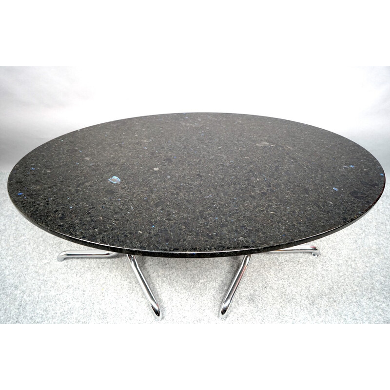 Vintage black marble dining table, Italy 1969