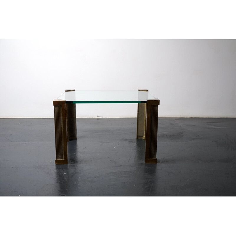 Vintage gilded glass and iron coffee table by Peter Ghyczy, Netherlands 1970