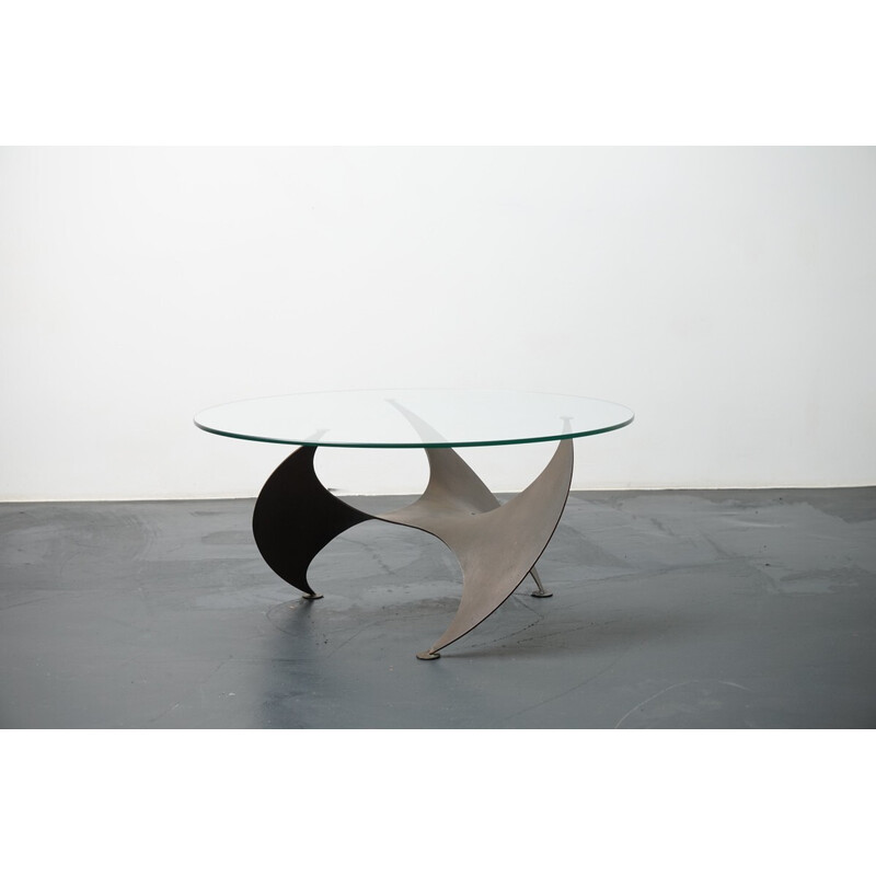 Vintage K9 model coffee table in glass and iron by Knut Hesterberg for Ronald Schmitt, Germany 1960